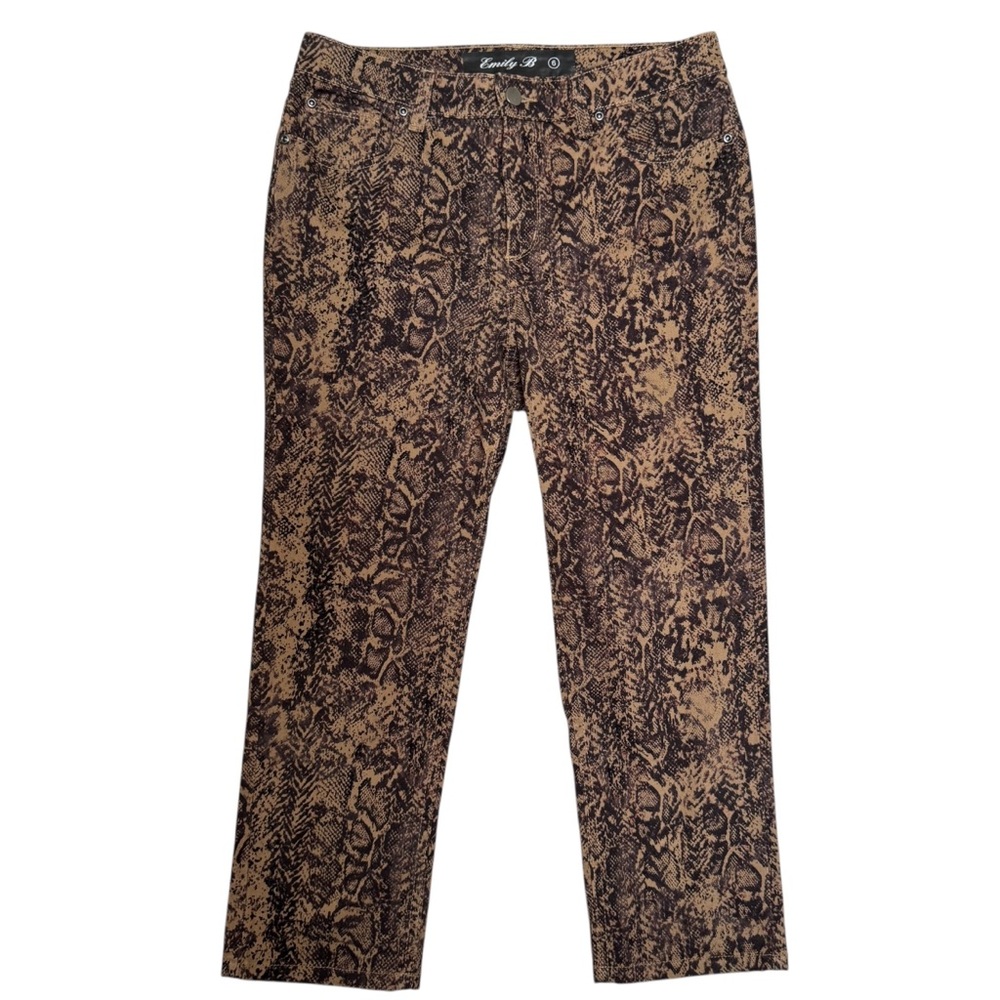 Emily B Snake Print Skinny Pants Size 6 | Brown Black Animal Print Cotton Blend
